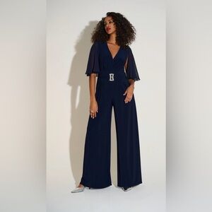 Joseph Ribkoff Wide Leg Jumpsuit with Cape Style 253723